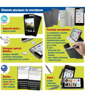 Smartphone simple pour senior avec pochette