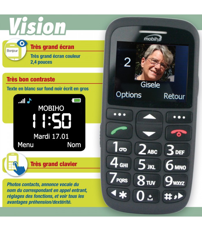 Téléphone portable senior et personne âgée pour tout handicap