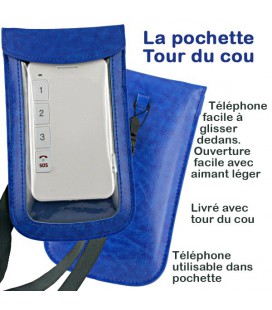 Pochette de rangement transparente bleue Tour de Cou