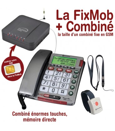 La FixMob + Combiné Amplicomms Bigtel 50 Alarm Plus