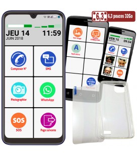 smartphone senior avec un grand ecran