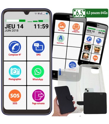 smartphone senior avec un grand ecran